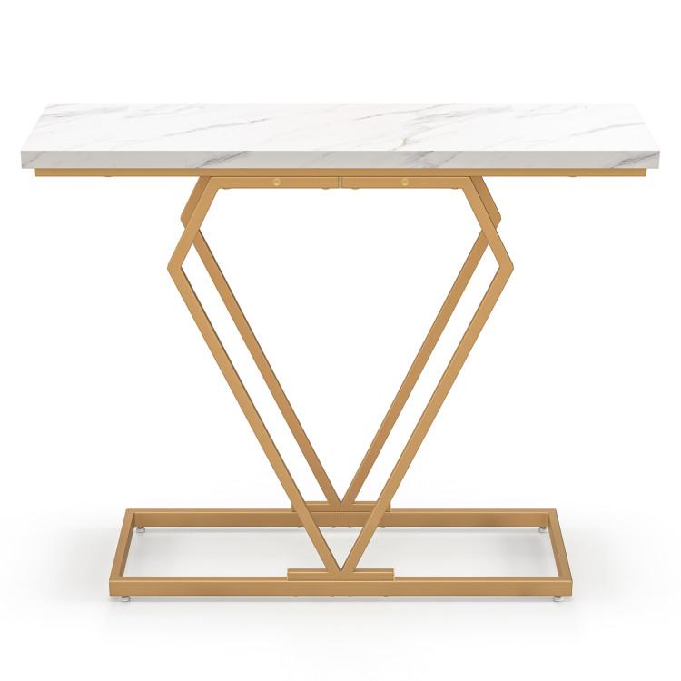 Console Tables |  Gold Console Table with Diamond Shape Geometric Frame White Console Tables Console Tables