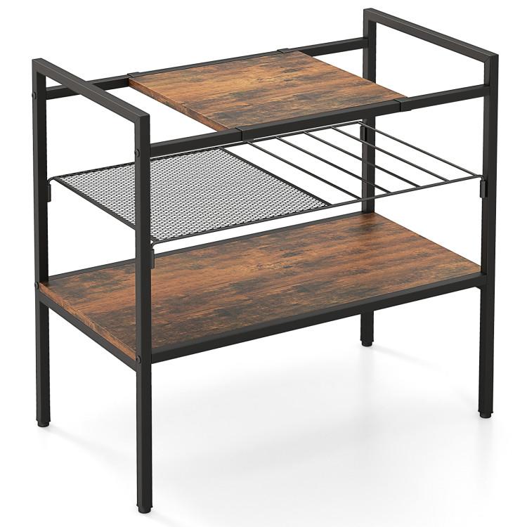 Console Tables |  Industrial Entryway Table with Removable Panel and Mesh Shelf Rustic Brown Console Tables Console Tables