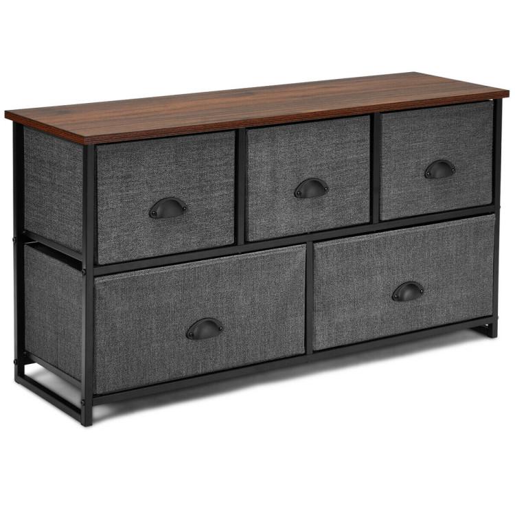 Dressers & Chests |  Dresser Storage Tower with 5 Foldable Cloth Storage Cubes Gray Bedroom Dressers & Chests