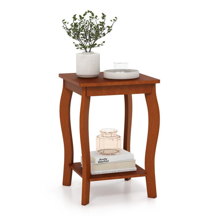 End & Side Tables |  15 Inch 2-Tier Square End Table with Storage Shelf Walnut End & Side Tables End & Side Tables