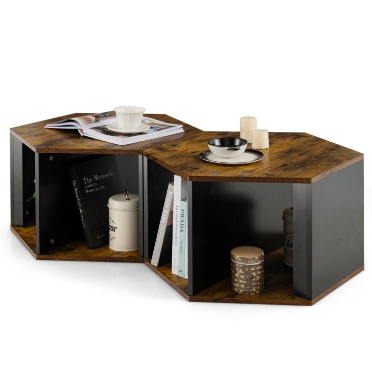 End & Side Tables |  2 Pieces Hexagonal Side End Table for Living Office Coffee Room Coffee End & Side Tables Coffee