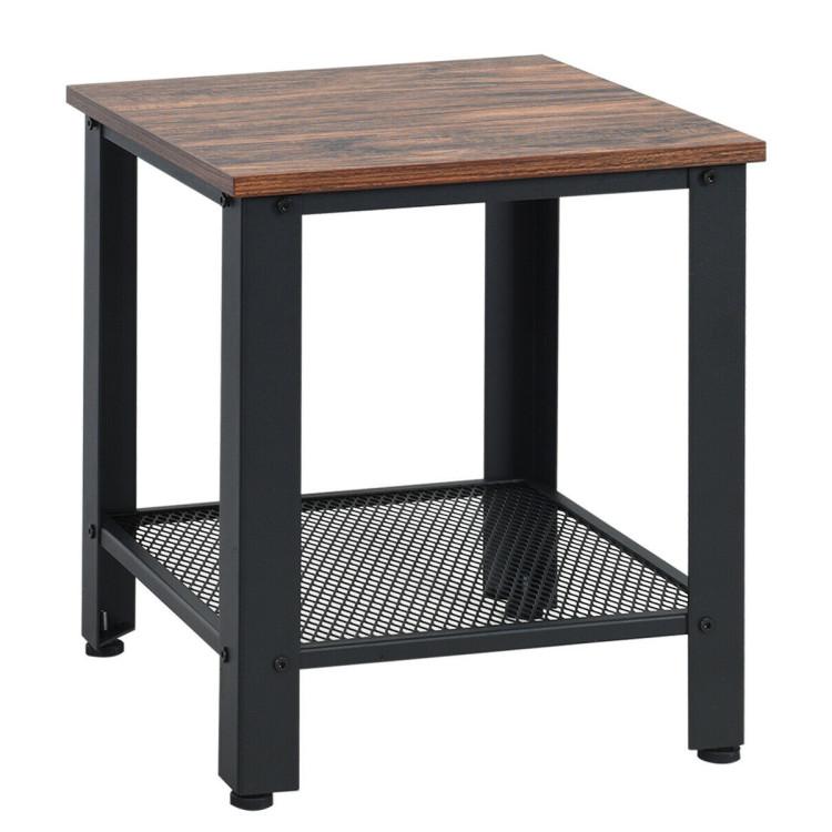 End & Side Tables |  2-Tier Industrial End Table with Storage Shelf for Small Space Black End & Side Tables Black