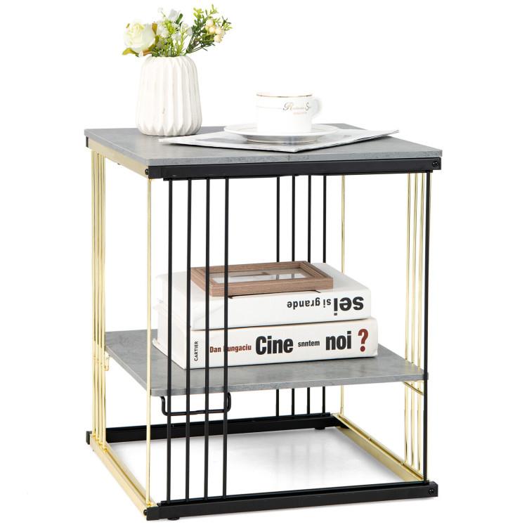 End & Side Tables |  2-Tier Metal Square Side End Table with Removable Shelf Gray End & Side Tables End & Side Tables