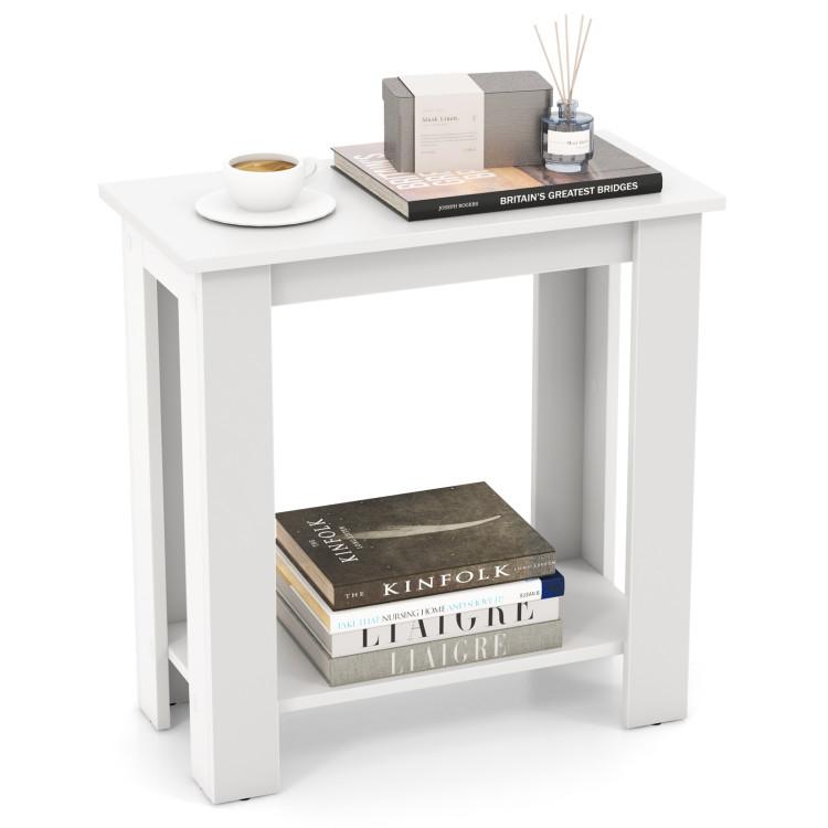 End & Side Tables |  2-Tier Modern Compact End Table with Storage Shelf White End & Side Tables End & Side Tables