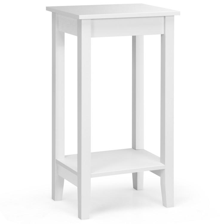 End & Side Tables |  2-Tier Nightstand End Side Wooden Legs Table for Bedroom White End & Side Tables End & Side Tables