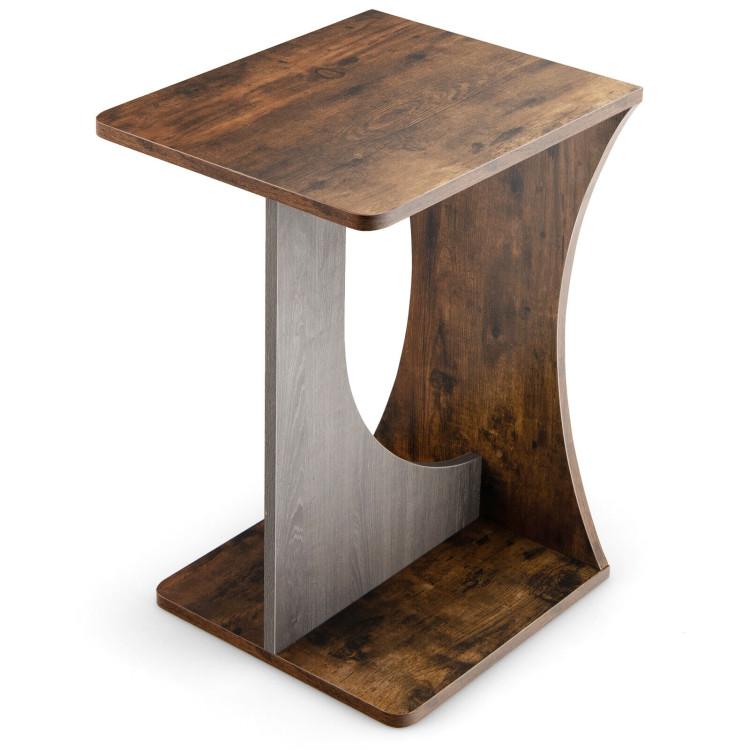 End & Side Tables |  2-Tier Retro Compact End Table for Living Room and Small Space Rustic Brown End & Side Tables End & Side Tables