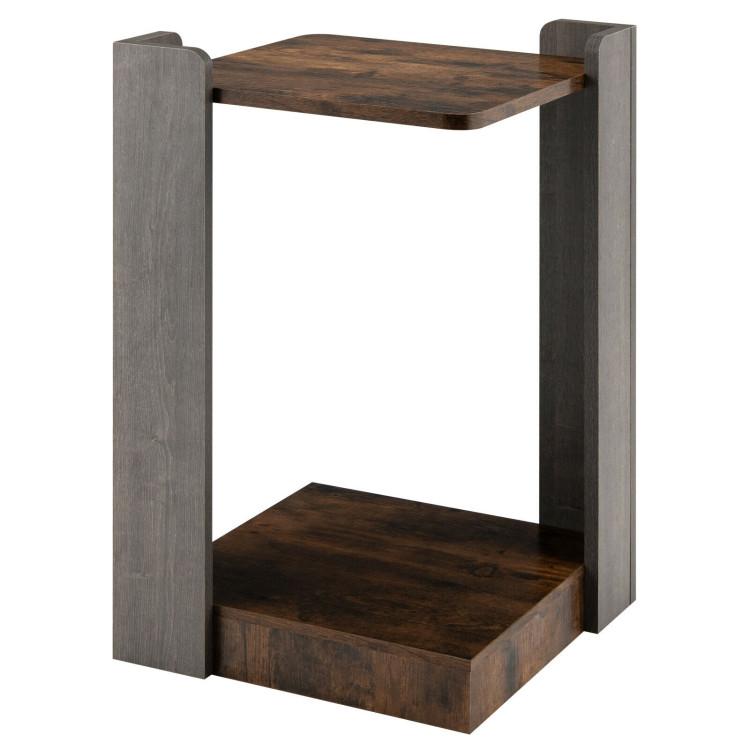 End & Side Tables |  2-Tier Square End Table with Open Storage Shelf for Small Space Brown End & Side Tables Brown