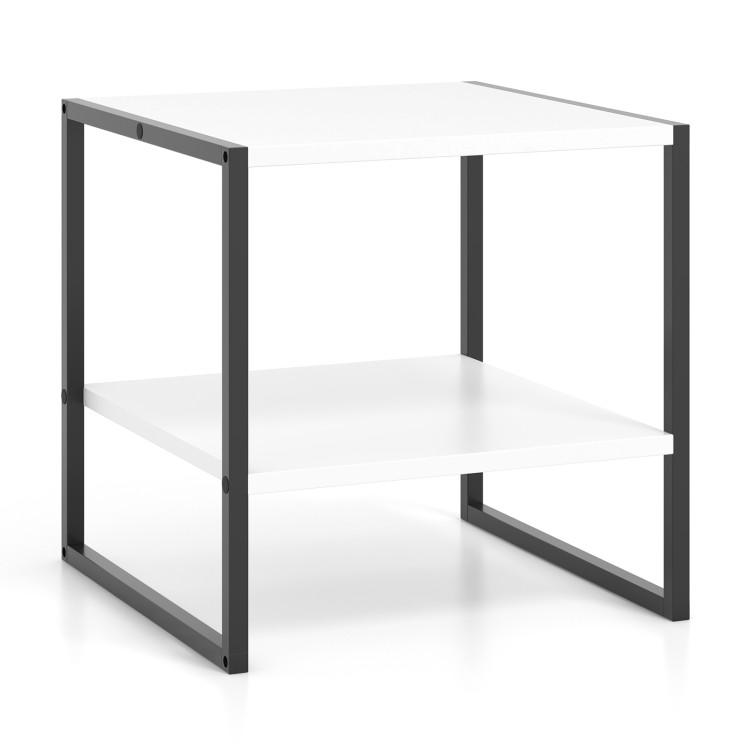 End & Side Tables |  2-Tier Square End Table with Storage Shelf Reversible Design White End & Side Tables End & Side Tables