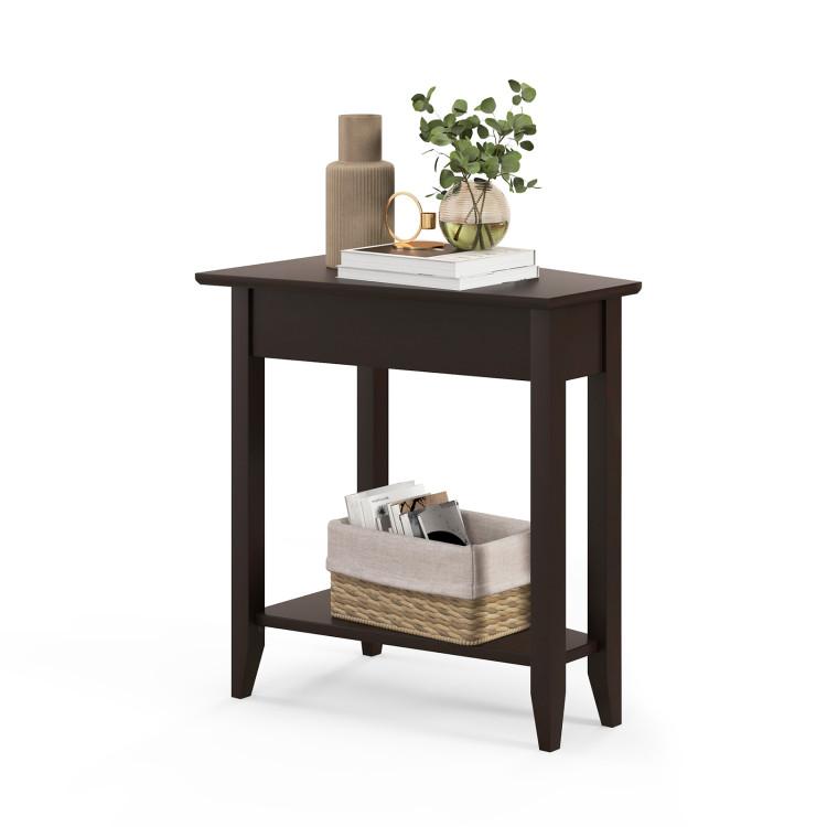 End & Side Tables |  2-Tier Wedge Narrow End Table with Storage Shelf and Solid Wood Legs Espresso End & Side Tables End & Side Tables