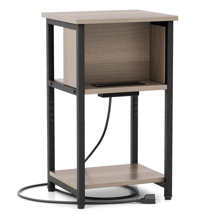 End & Side Tables |  3-Tier End Table with USB Ports & Power Outlets Gray & Black End & Side Tables End & Side Tables