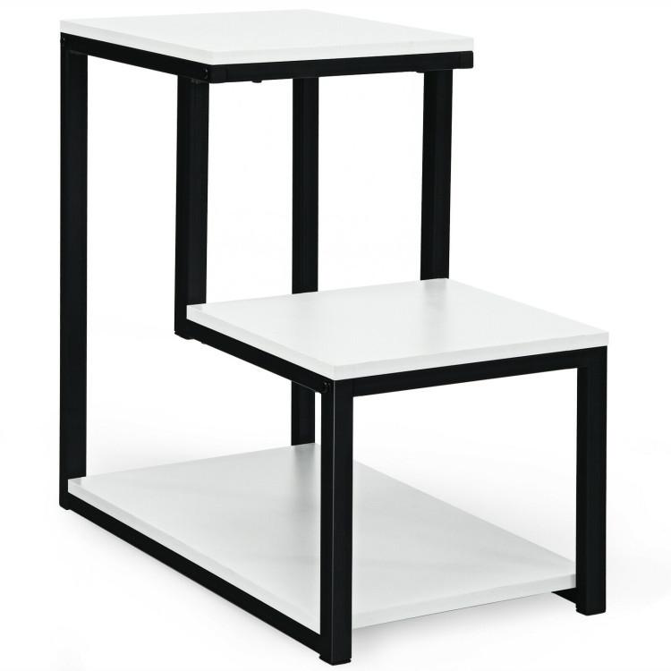 End & Side Tables |  3-Tier Ladder-Shaped Chair Side Table with Storage Shelf White End & Side Tables End & Side Tables