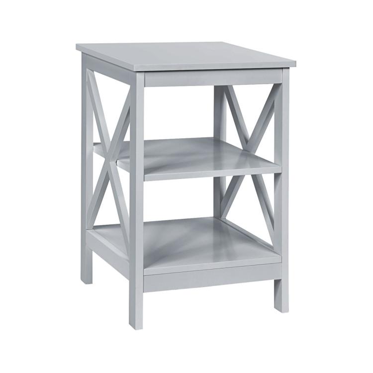 End & Side Tables |  3-Tier X-Design Nightstands with Storage Shelves for Living Room Bedroom Gray End & Side Tables End & Side Tables