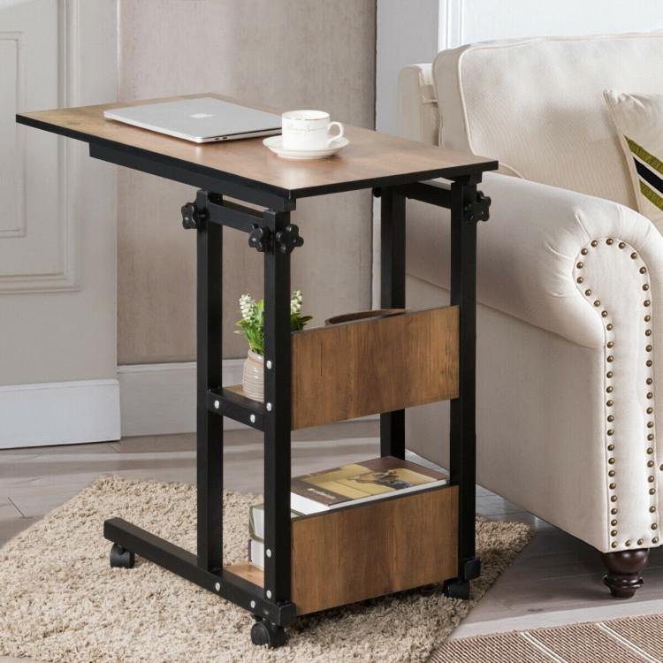 End & Side Tables |  C-Shape Mobile Snack End Table with Storage Shelves End & Side Tables End & Side Tables