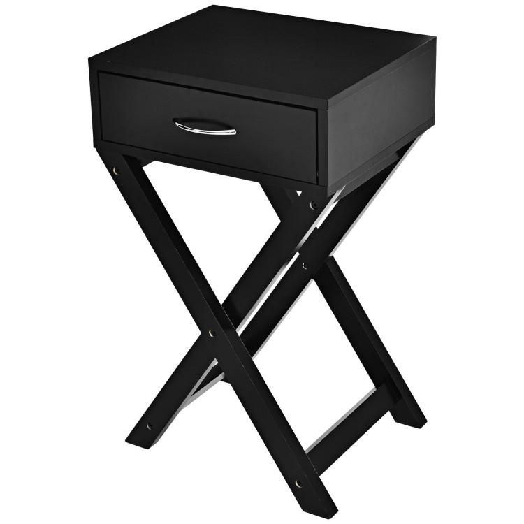 End & Side Tables |  Design Sofa Side Table with X-Shape Drawer for Living Room Bedroom Black End & Side Tables Black