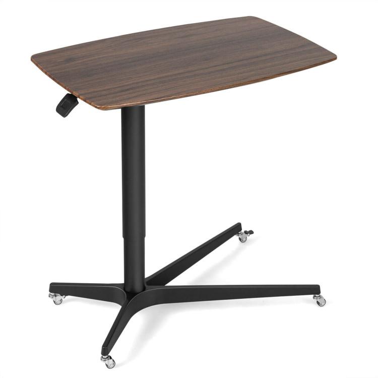 End & Side Tables |  Height Adjustable Mobile Standing Desk with Lockable Wheels Brown End & Side Tables Brown