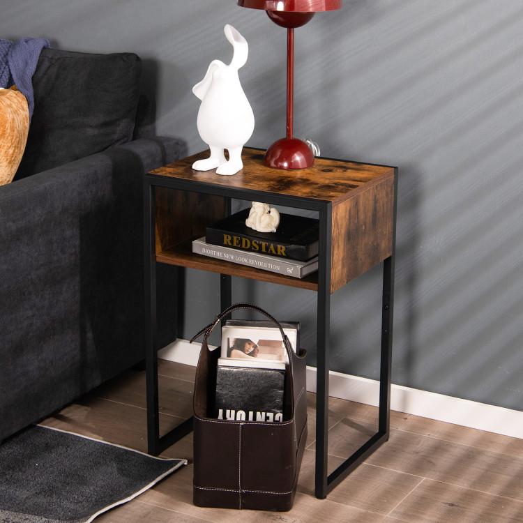 End & Side Tables |  Industrial Side Table with Anti-Rust Steel Frame and Open Storage End & Side Tables End & Side Tables