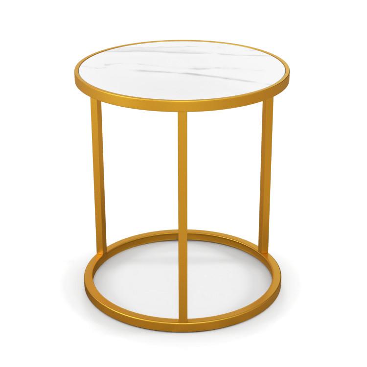 End & Side Tables |  Marble Top Round Side Table 16-Inch End Table with Golden Metal Frame End & Side Tables End & Side Tables