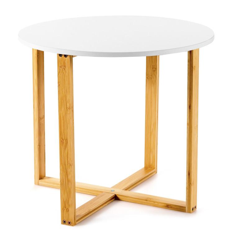 End & Side Tables |  Multifunctional Round Side End Table with Bamboo Legs and X-Shaped Base White End & Side Tables End & Side Tables