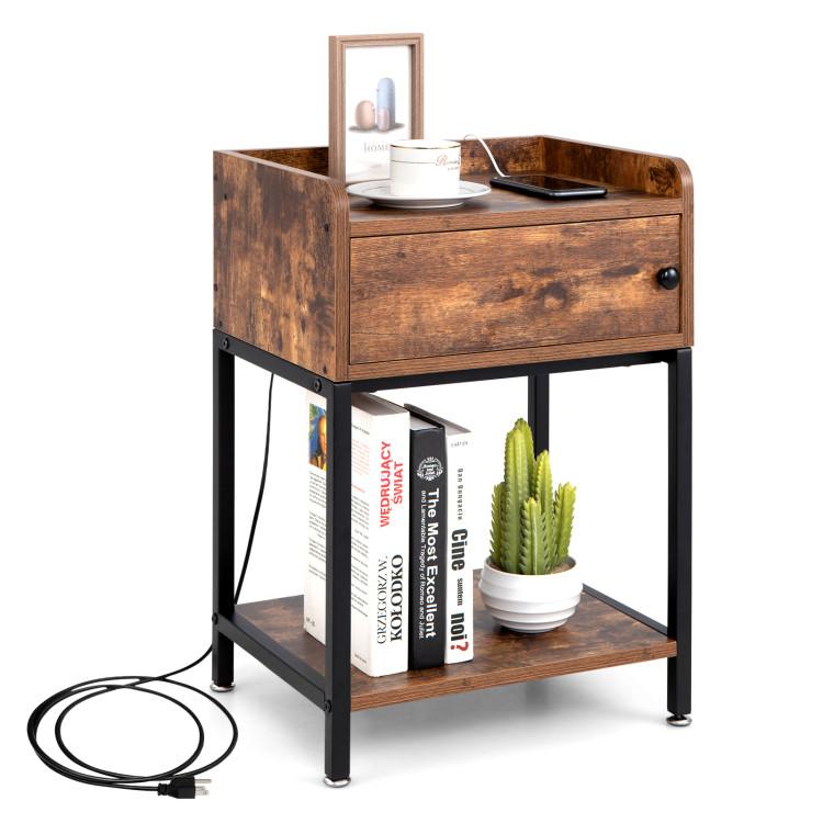 End & Side Tables |  Narrow Side Table with USB Ports and Power Outlets Coffee End & Side Tables Coffee