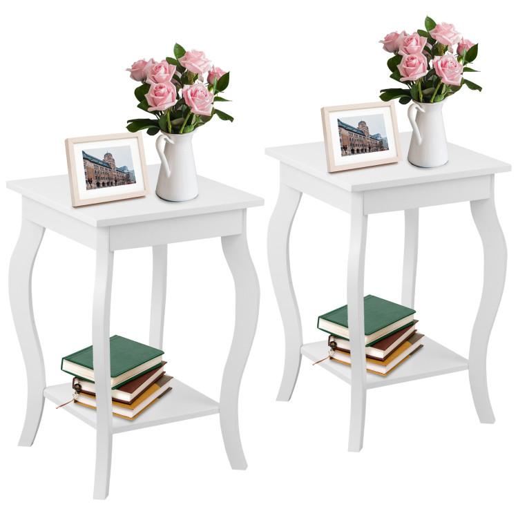 End & Side Tables |  Set of 2 Side Table End Table Night Stand with Shelf White End & Side Tables End & Side Tables