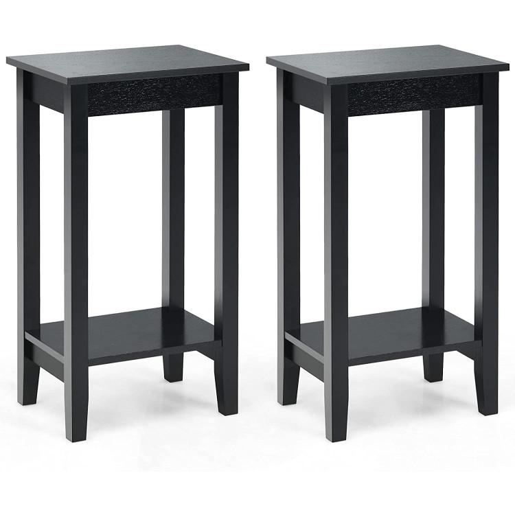 End & Side Tables |  Set of 2 Versatile 2-Tier End Tables with Storage Shelf Black End & Side Tables Black