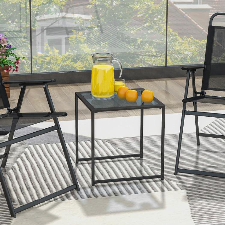 End & Side Tables |  Tempered Glass Side Table with Metal Frame for Indoor and Outdoor End & Side Tables End & Side Tables