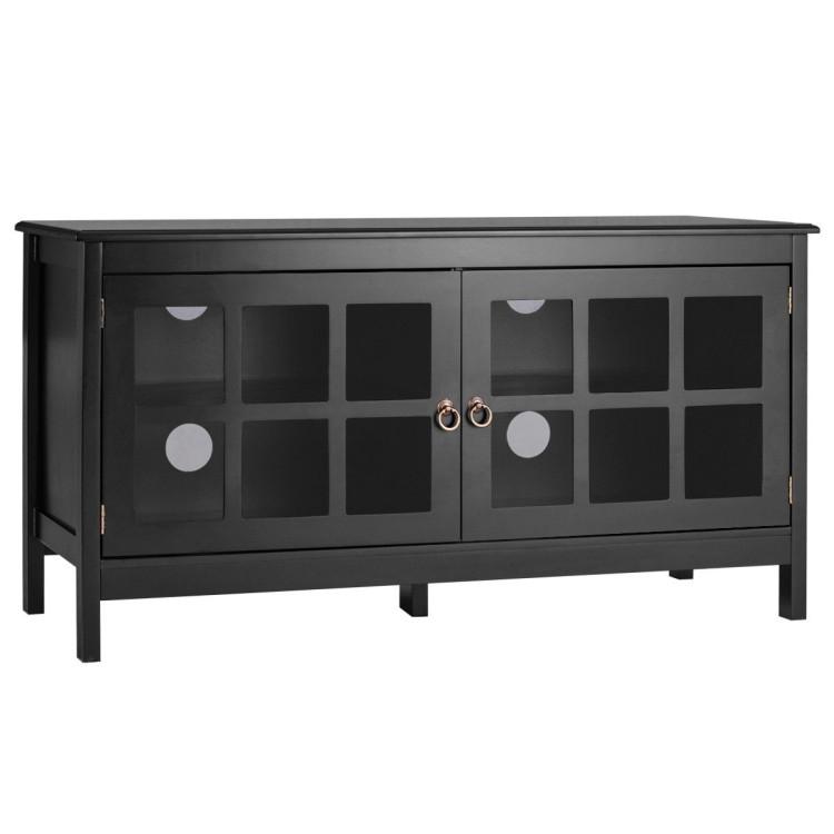 Entertainment Centers & TV Stands |  50 Inch Modern Wood Large TV Stand Entertainment Center for TV Black Entertainment Centers & TV Stands Black