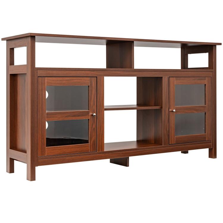 Entertainment Centers & TV Stands |  58 Inch TV Stand with 2 Cabinets for Flat Screen TVs up to 65 Inch Brown Entertainment Centers & TV Stands Brown