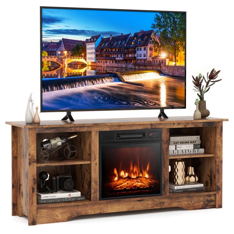 Entertainment Centers & TV Stands |  58 Inches TV Stand  for Flat Screen TVs Up to 65 Inches with 18 Inches Electric Fireplace Heater Entertainment Centers & TV Stands Entertainment Centers & TV Stands