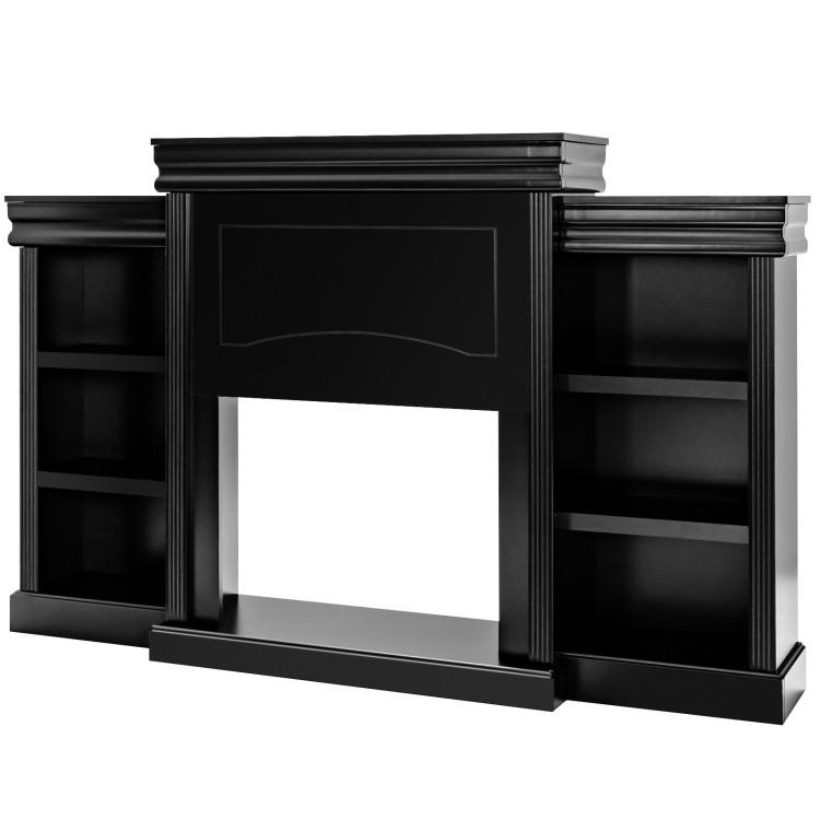 Entertainment Centers & TV Stands |  70 Inch Modern Fireplace Media Entertainment Center with Bookcase Black Entertainment Centers & TV Stands Black