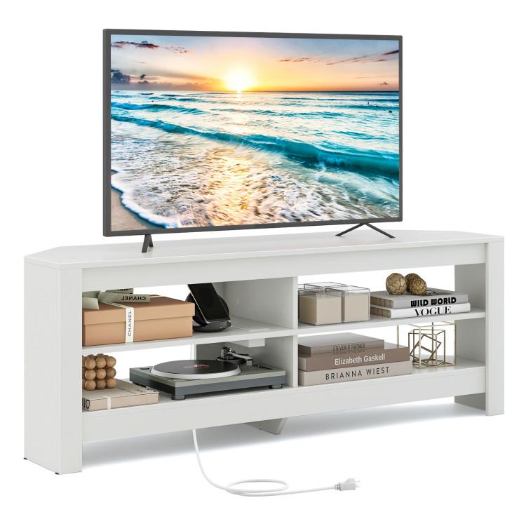 Entertainment Centers & TV Stands |  Corner TV Stand with Power Outlet and 4 Open Storage Shelves White Entertainment Centers & TV Stands Entertainment Centers & TV Stands