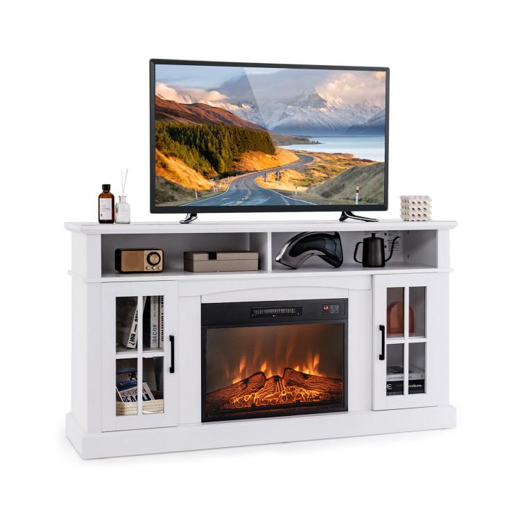 Entertainment Centers & TV Stands |  Fireplace TV Stand for TVs Up to 65 Inch with Side Cabinets and Remote Control White Entertainment Centers & TV Stands Entertainment Centers & TV Stands