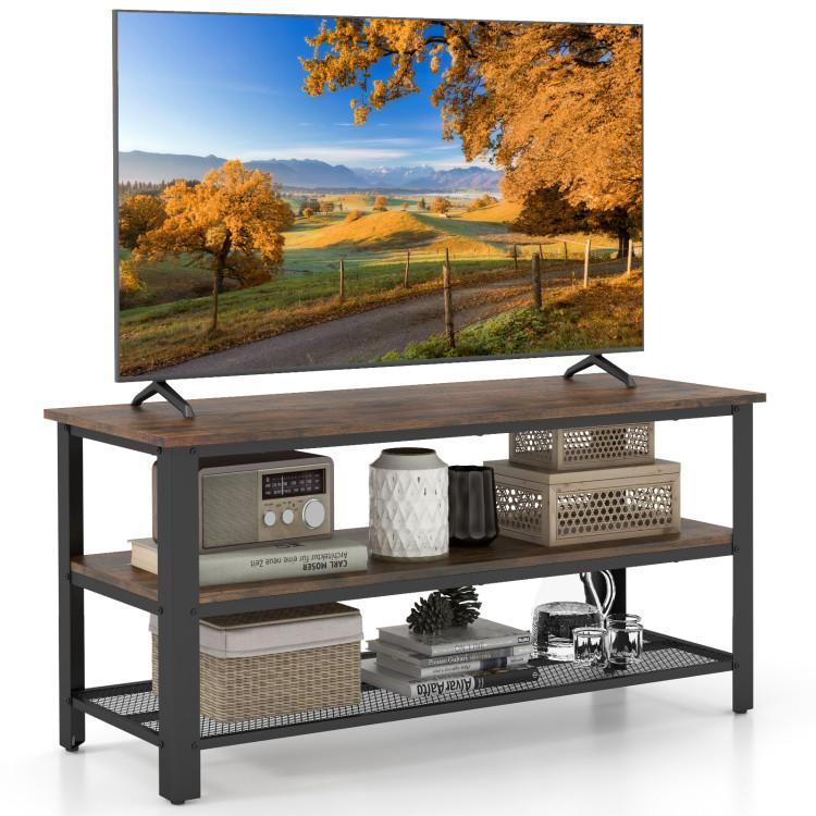 Entertainment Centers & TV Stands |  Industrial TV Stand up to 50 Inches with Power Outlets and USB Ports Rustic Brown Entertainment Centers & TV Stands Entertainment Centers & TV Stands