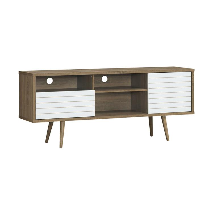 Entertainment Centers & TV Stands |  Mid-Century Modern TV Stand for TVs up to 65 Inch with Storage Shelves Walnut & White Entertainment Centers & TV Stands Entertainment Centers & TV Stands