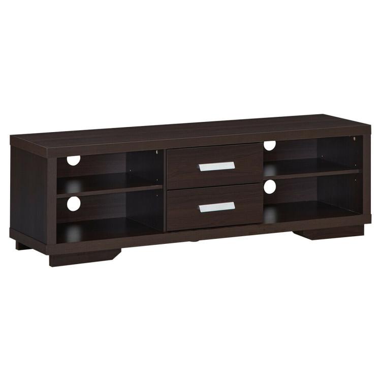 Entertainment Centers & TV Stands |  Modern TV Stand Entertainment Center with 2 Drawers and 4 Open Shelves Brown Entertainment Centers & TV Stands Brown