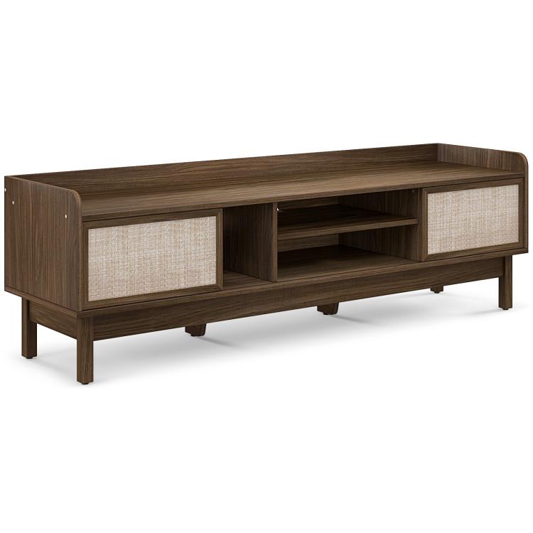 Entertainment Centers & TV Stands |  Sliding Door TV Stand for 65 Inch TV with Woven Doors Walnut Entertainment Centers & TV Stands Entertainment Centers & TV Stands