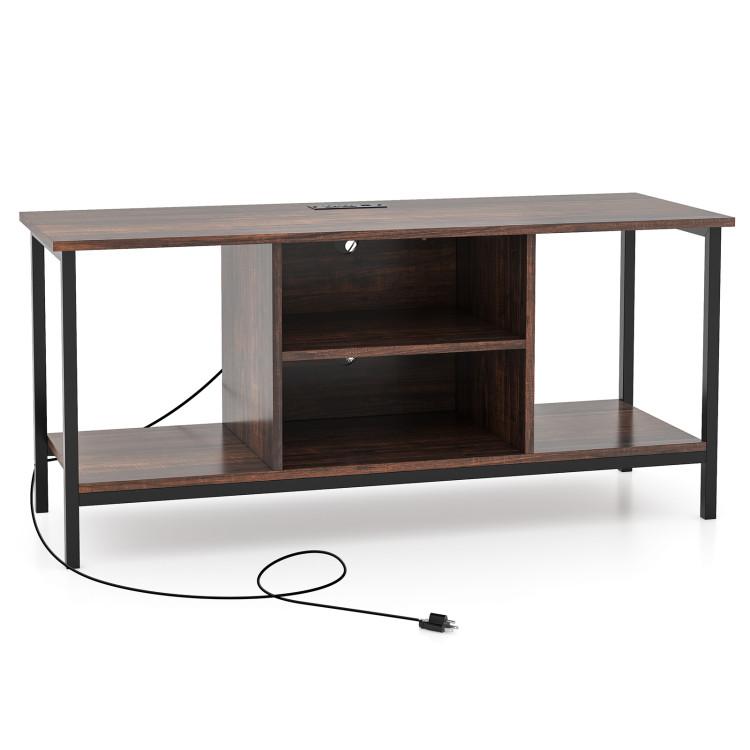 Entertainment Centers & TV Stands |  TV Stand Entertainment Center with Open Storage Shelves and Power Outlets to 50 Inches Rustic Brown Entertainment Centers & TV Stands Entertainment Centers & TV Stands