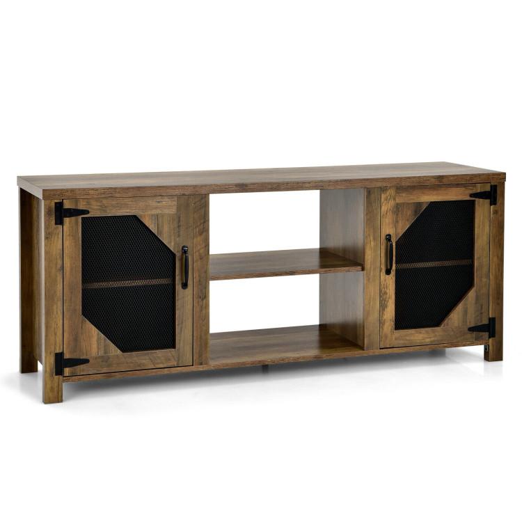 Entertainment Centers & TV Stands |  TV Stand for TVs up to 65-Inch with 2 Metal Mesh Doors and Ad Rustic Brown Entertainment Centers & TV Stands Entertainment Centers & TV Stands