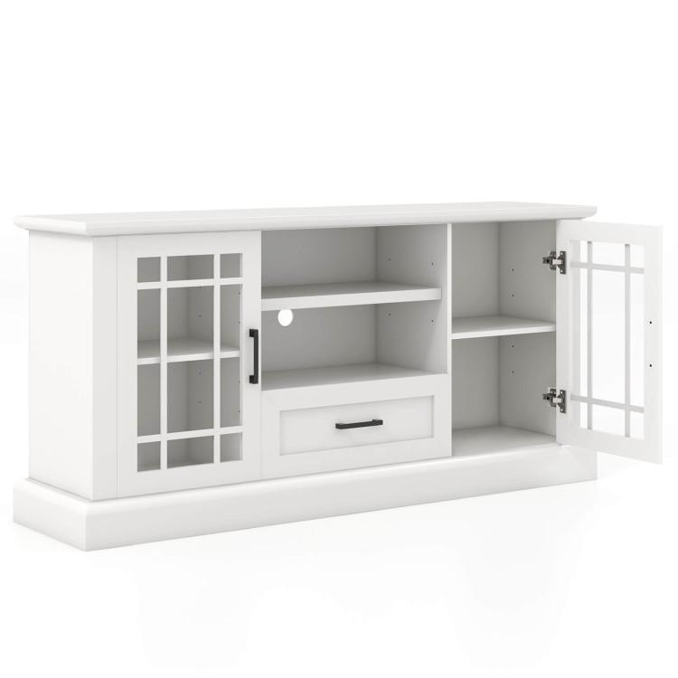 Entertainment Centers & TV Stands |  TV Stand for TVs up to 70  with Glass Doors Cubbies and Drawer White Entertainment Centers & TV Stands Entertainment Centers & TV Stands