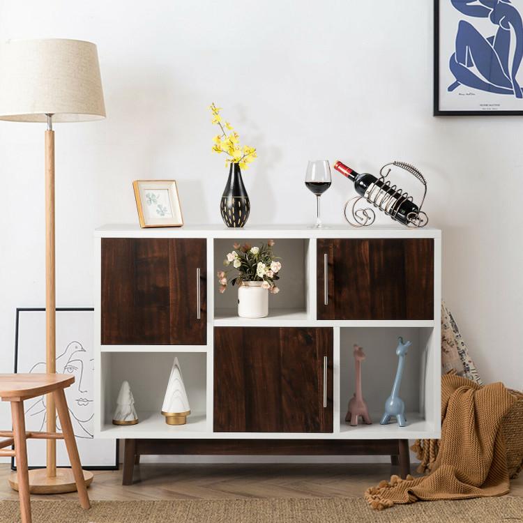 Entertainment Centers & TV Stands |  Wood Display Sideboard Storage Cabinet with Storage Compartments White Entertainment Centers & TV Stands Entertainment Centers & TV Stands