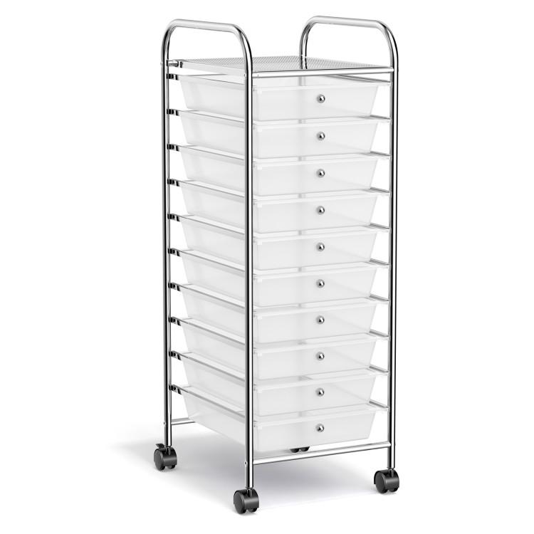 File Cabinets |  10 Drawer Rolling Storage Cart Organizer with 4 Universal Casters Transparent File Cabinets File Cabinets