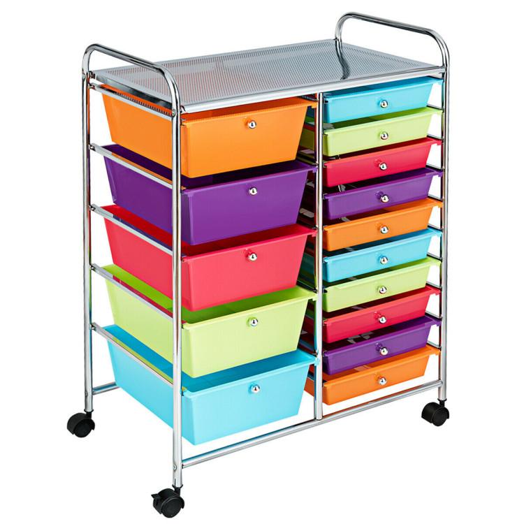 File Cabinets |  15-Drawer Utility Rolling Organizer Cart Multi-Use Storage Multicolor File Cabinets File Cabinets