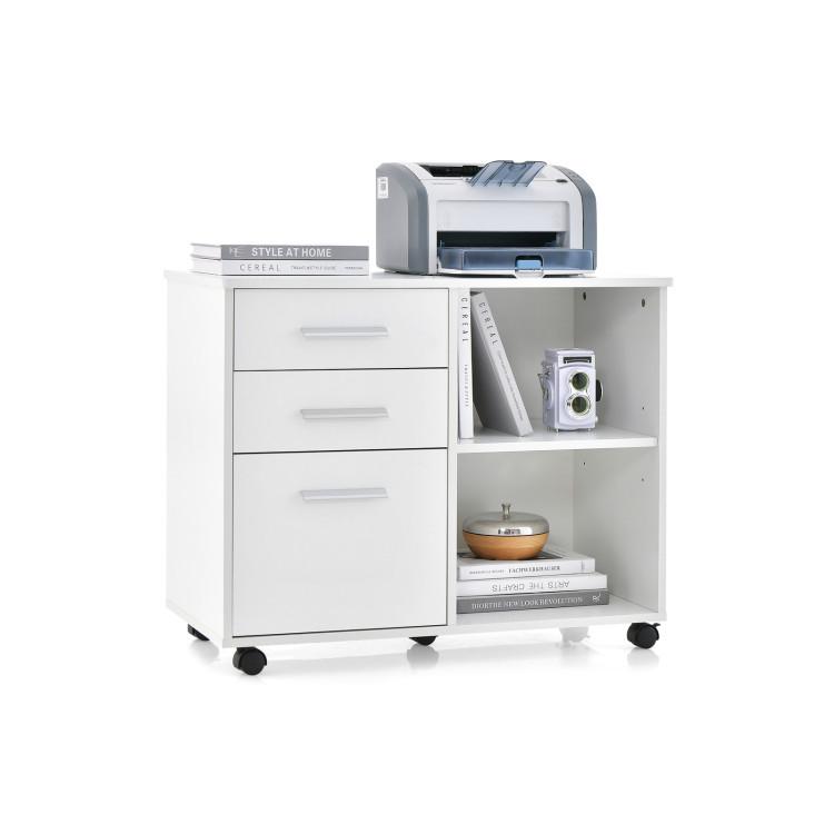 File Cabinets |  3-Drawer Mobile Lateral File Cabinet Printer Stand White File Cabinets File Cabinets