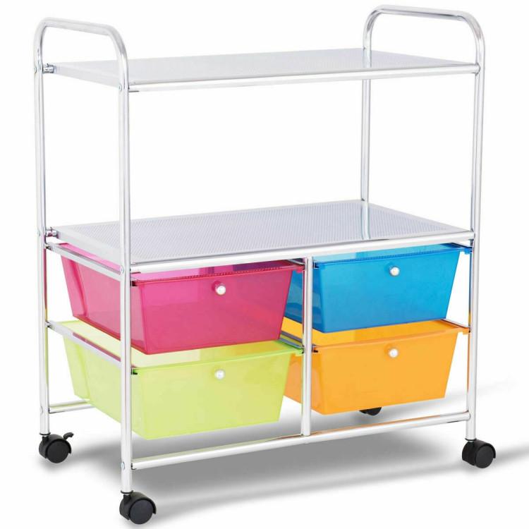 File Cabinets |  4 Drawers Shelves Rolling Storage Cart Rack Transparent Multicolor File Cabinets File Cabinets