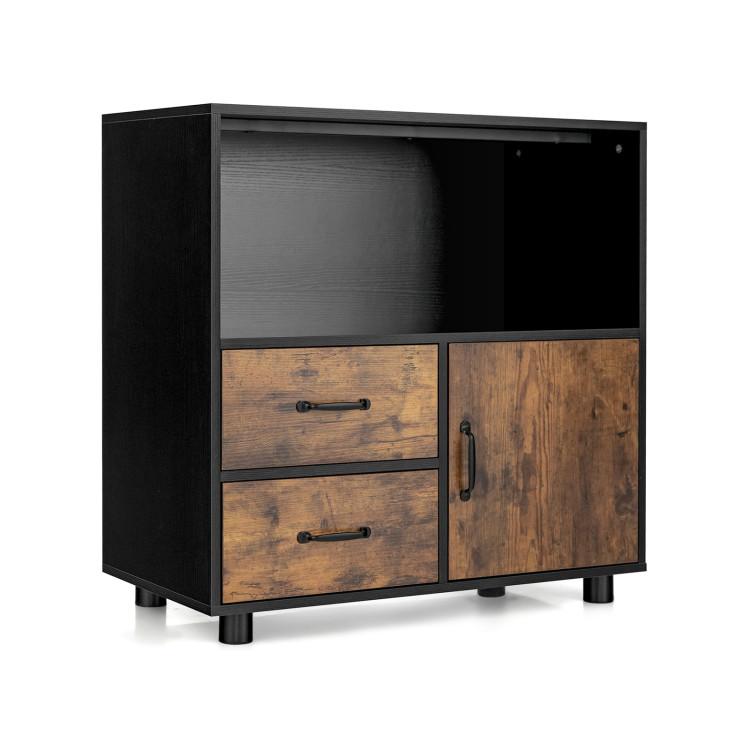 File Cabinets |  Industrial 2 Drawer File Cabinet with Middle Open Shelf Black Home Office Black