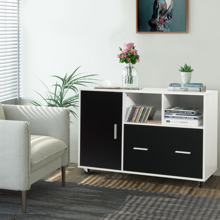 File Cabinets |  Lateral Mobile File Storage Cabinet Black + White File Cabinets Black & White