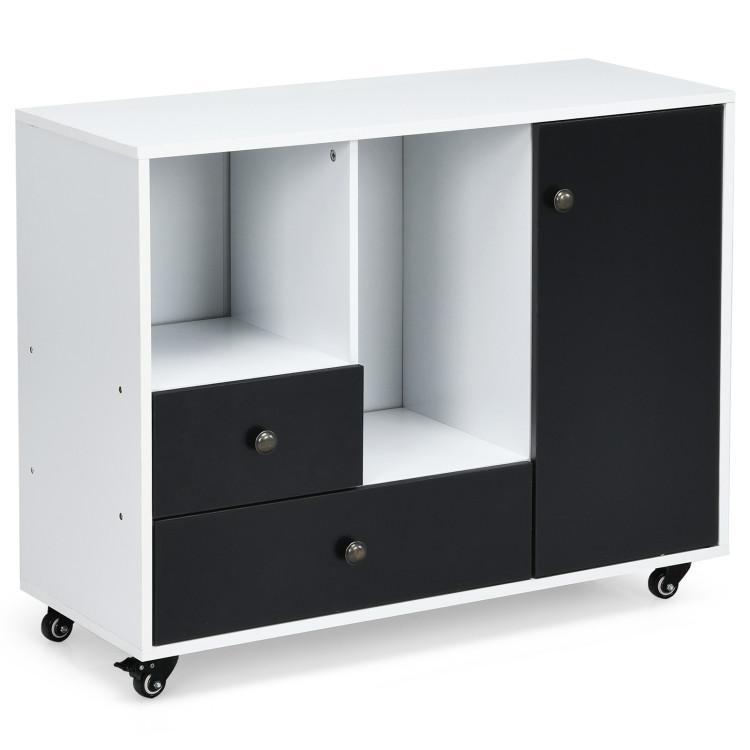 File Cabinets |  Lateral Mobile Filing Cabinet with 2 Drawers Black File Cabinets Black