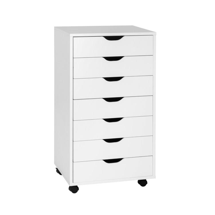 File Cabinets |  Mobile Lateral Filing Organizer with 7 Drawers and Wheels White File Cabinets File Cabinets