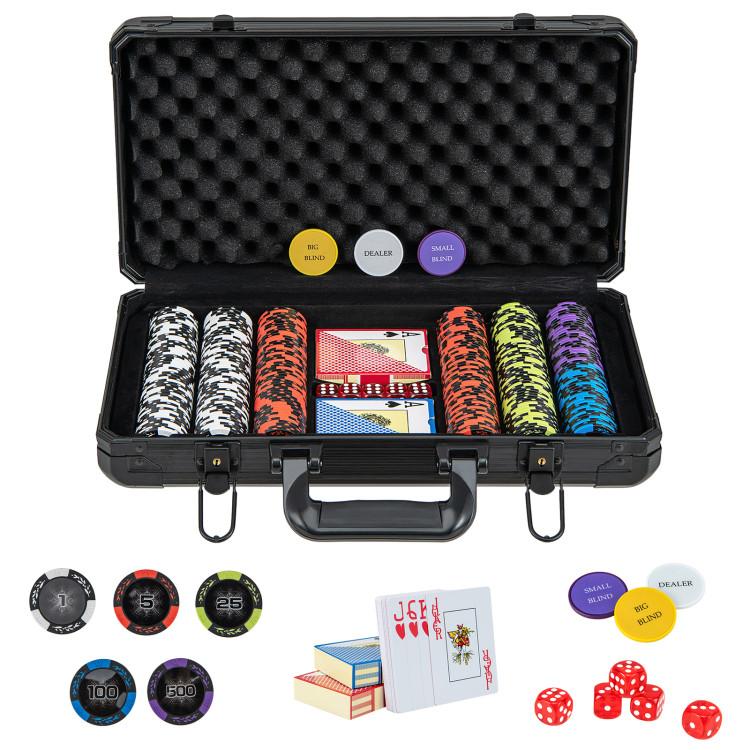 Game Room |  14 Gram Texas Holdem Poker Chip Set 300 Pieces Claytec Chips Black Furniture Black