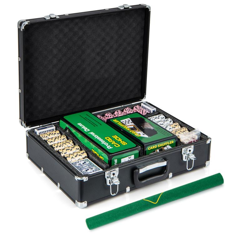 Game Room |  600-Piece Poker Chip Set 14 Gram Claytec Chips with Carrying Case Black Furniture Black